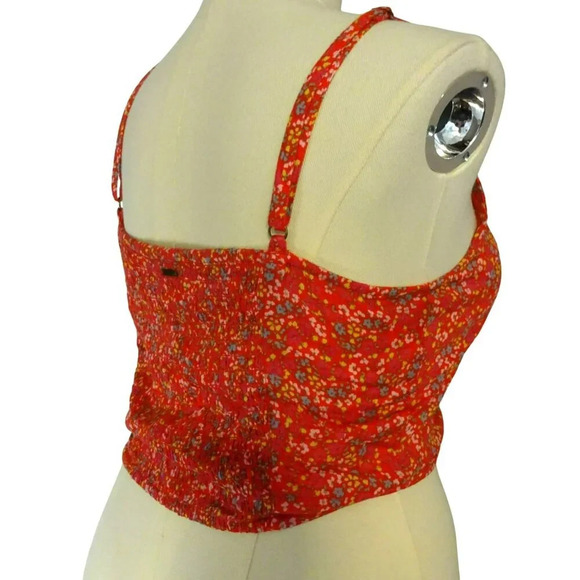 NWT O'Neill Kiko Ditsy Floral Ruched Crop Red Viscose Tank XL $45 MSRP - Picture 8 of 11